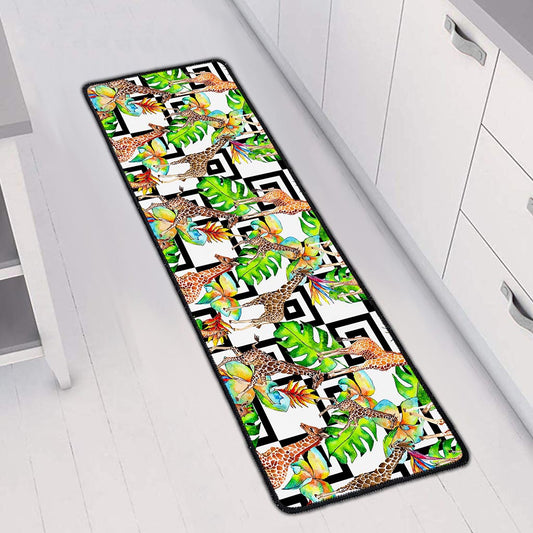 Exotic Tropical Giraffe Pattern Print Long Kitchen Mat