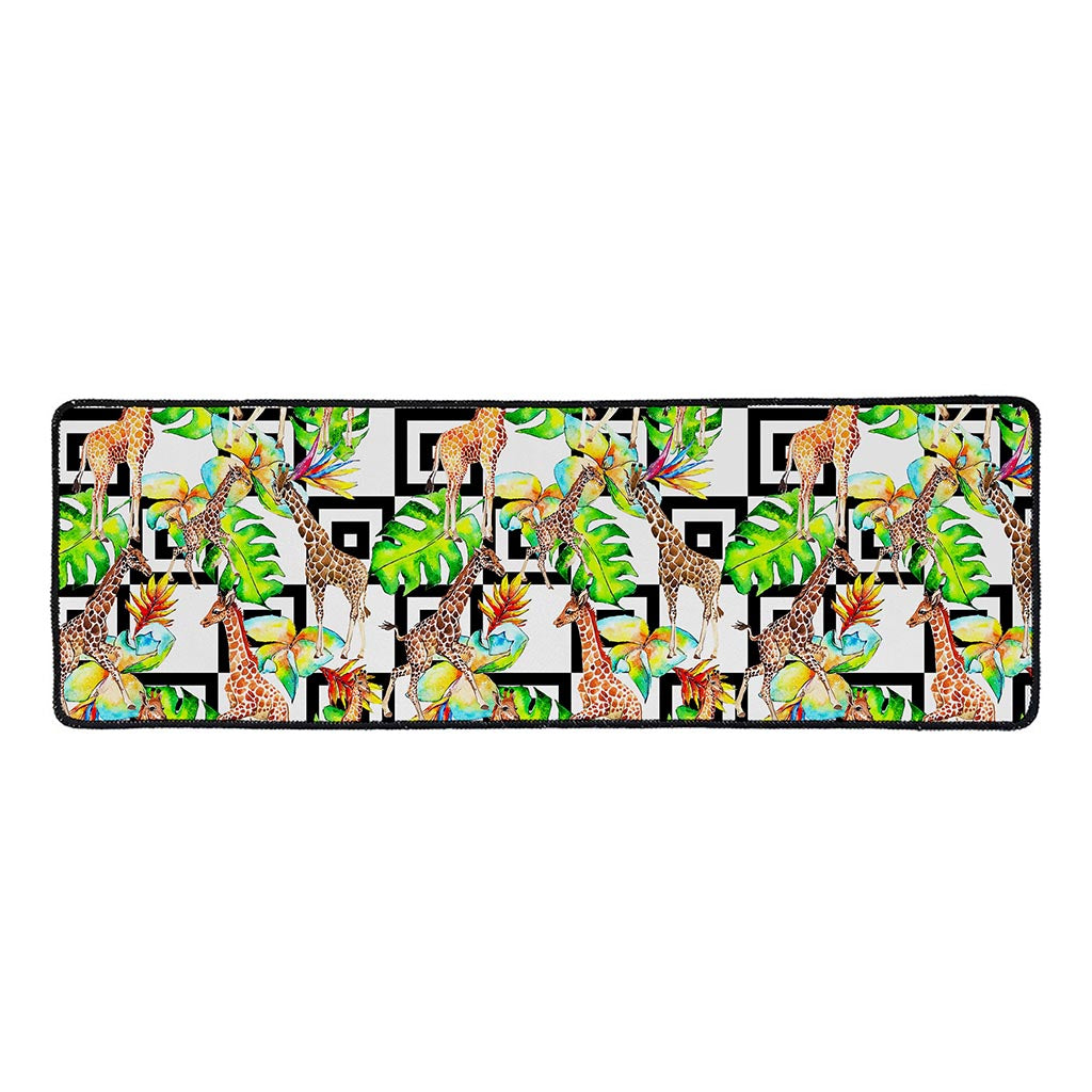 Exotic Tropical Giraffe Pattern Print Long Kitchen Mat
