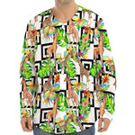 Exotic Tropical Giraffe Pattern Print Long Sleeve Baseball Jersey