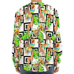 Exotic Tropical Giraffe Pattern Print Long Sleeve Baseball Jersey