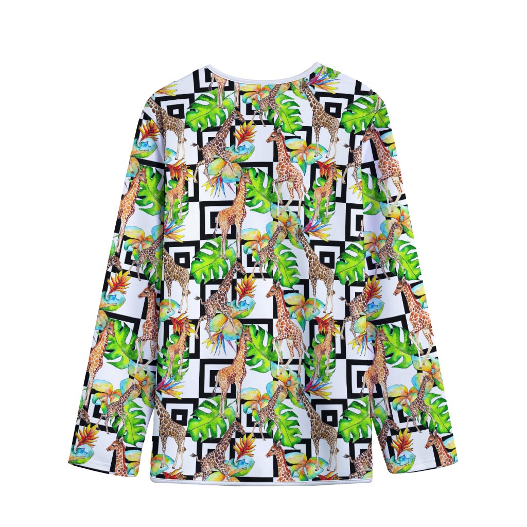 Exotic Tropical Giraffe Pattern Print Long Sleeve Short Coat