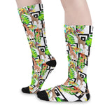 Exotic Tropical Giraffe Pattern Print Long Socks