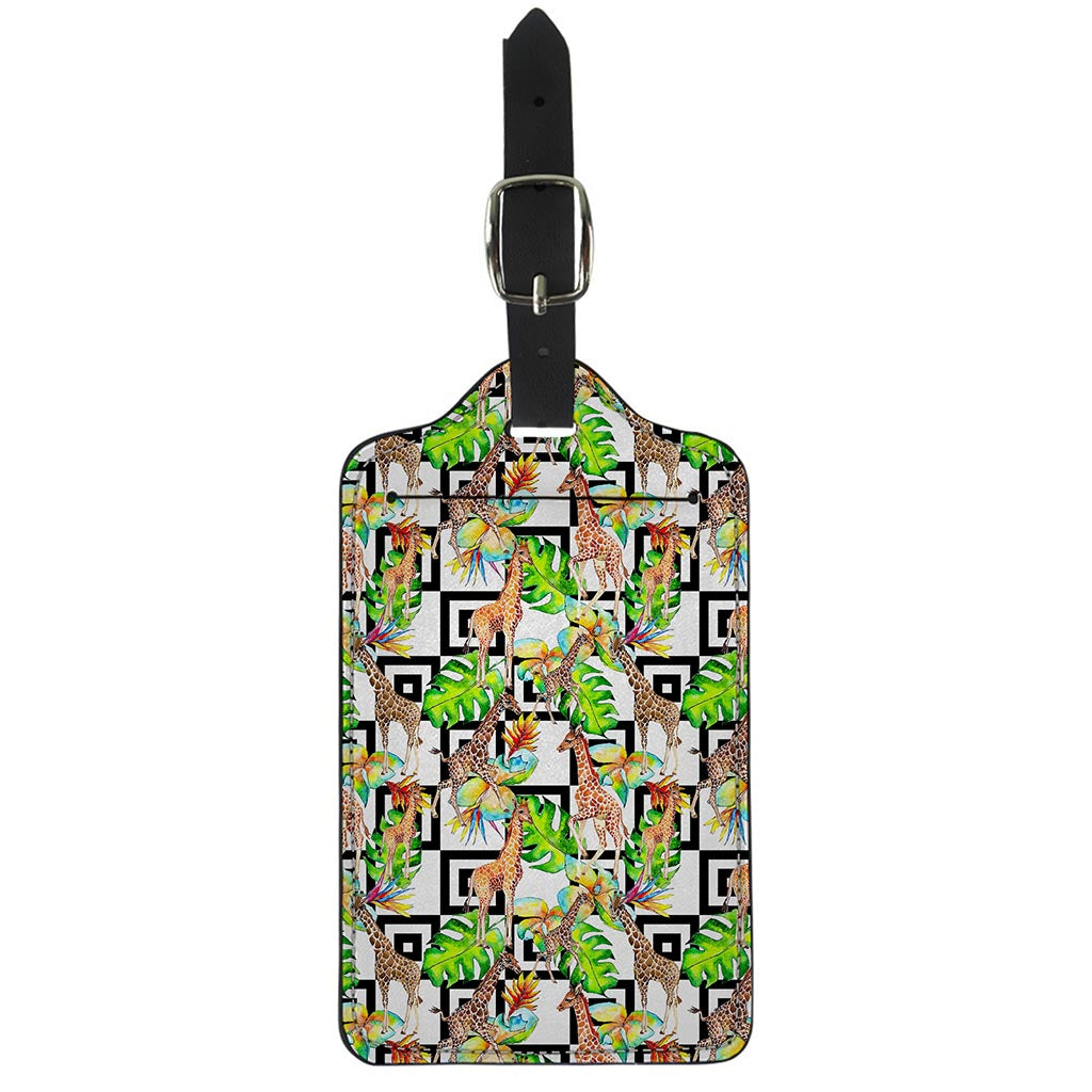 Exotic Tropical Giraffe Pattern Print Luggage Tag