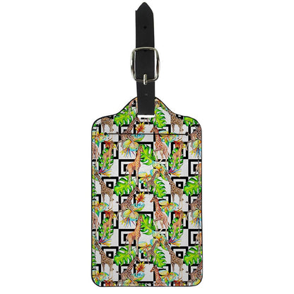 Exotic Tropical Giraffe Pattern Print Luggage Tag