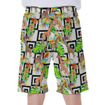 Exotic Tropical Giraffe Pattern Print Men's Beach Shorts