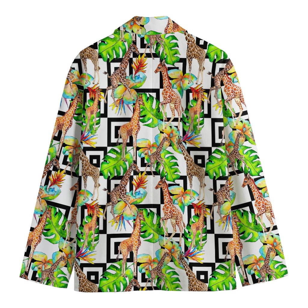 Exotic Tropical Giraffe Pattern Print Men's Cotton Blazer