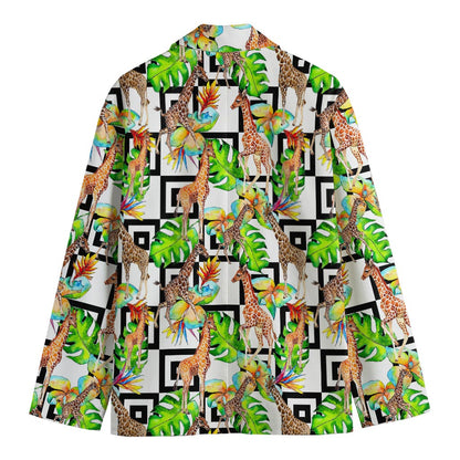 Exotic Tropical Giraffe Pattern Print Men's Cotton Blazer