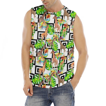 Exotic Tropical Giraffe Pattern Print Men's Fitness Tank Top