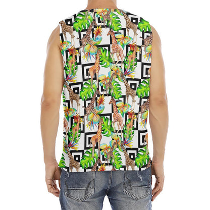 Exotic Tropical Giraffe Pattern Print Men's Fitness Tank Top