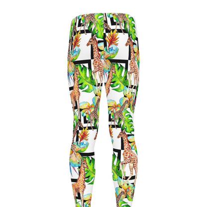 Exotic Tropical Giraffe Pattern Print Men's leggings