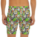 Exotic Tropical Giraffe Pattern Print Men's Long Boxer Briefs