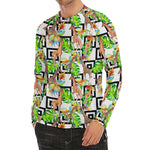 Exotic Tropical Giraffe Pattern Print Men's Long Sleeve Rash Guard
