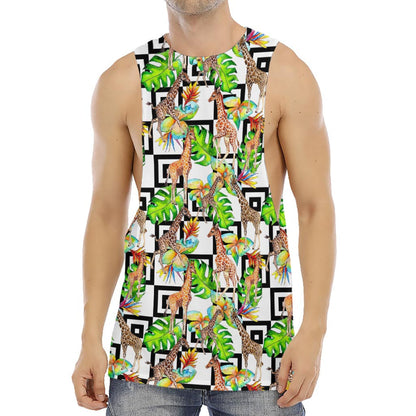 Exotic Tropical Giraffe Pattern Print Men's Muscle Tank Top