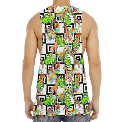 Exotic Tropical Giraffe Pattern Print Men's Muscle Tank Top