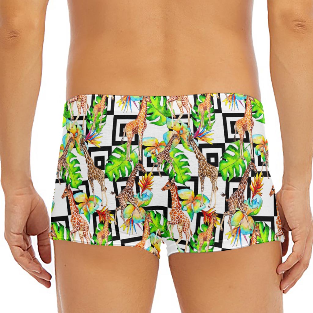 Exotic Tropical Giraffe Pattern Print Men's Short Boxer Briefs