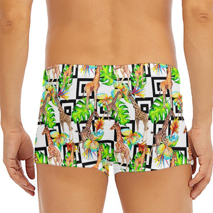 Exotic Tropical Giraffe Pattern Print Men's Short Boxer Briefs
