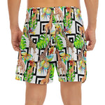 Exotic Tropical Giraffe Pattern Print Men's Split Running Shorts