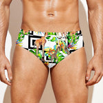 Exotic Tropical Giraffe Pattern Print Men's Swim Briefs