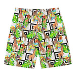 Exotic Tropical Giraffe Pattern Print Men's Swim Trunks