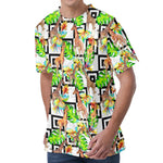Exotic Tropical Giraffe Pattern Print Men's Velvet T-Shirt