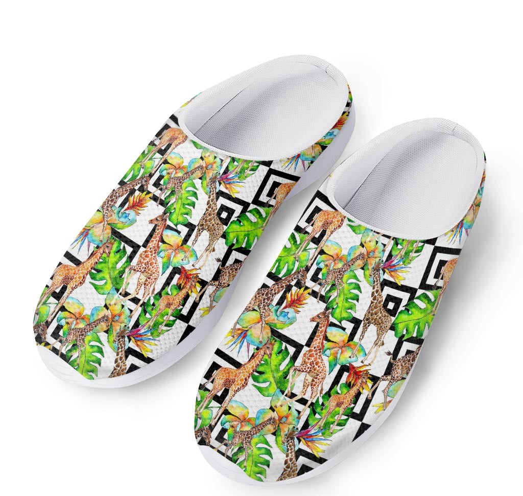 Exotic Tropical Giraffe Pattern Print Mesh Casual Shoes