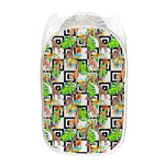 Exotic Tropical Giraffe Pattern Print Mesh Laundry Hamper