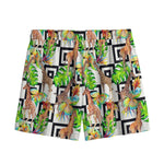 Exotic Tropical Giraffe Pattern Print Mesh Shorts