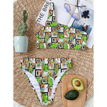 Exotic Tropical Giraffe Pattern Print One Shoulder Bikini Top