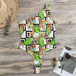 Exotic Tropical Giraffe Pattern Print One Shoulder Bodysuit