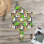 Exotic Tropical Giraffe Pattern Print One Shoulder Bodysuit