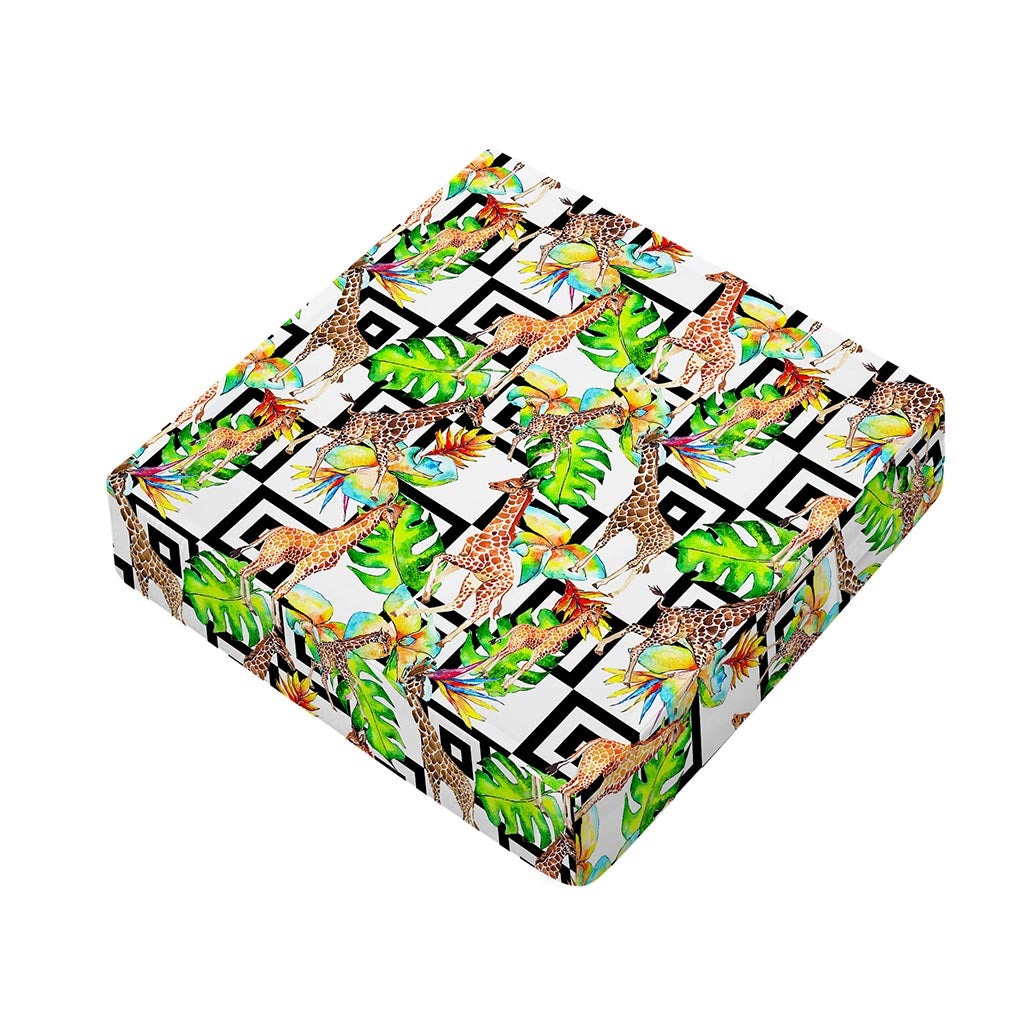 Exotic Tropical Giraffe Pattern Print Outdoor Seat Cushion Cover