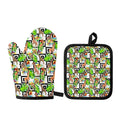 Exotic Tropical Giraffe Pattern Print Oven Mitt And Pot Holder Set
