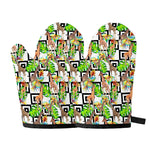 Exotic Tropical Giraffe Pattern Print Oven Mitts