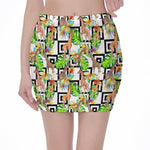 Exotic Tropical Giraffe Pattern Print Pencil Mini Skirt