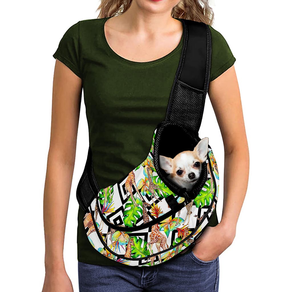 Exotic Tropical Giraffe Pattern Print Pet Sling Carrier