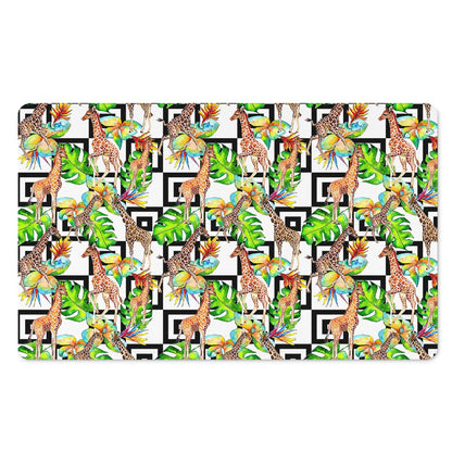 Exotic Tropical Giraffe Pattern Print Polyester Doormat