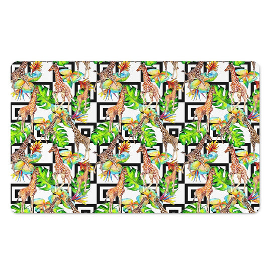 Exotic Tropical Giraffe Pattern Print Polyester Doormat