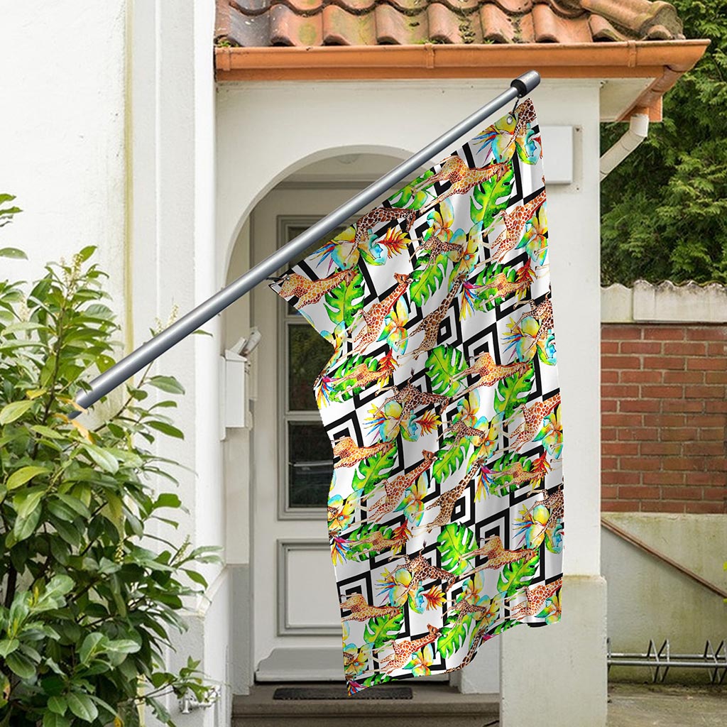 Exotic Tropical Giraffe Pattern Print Polyester Flag