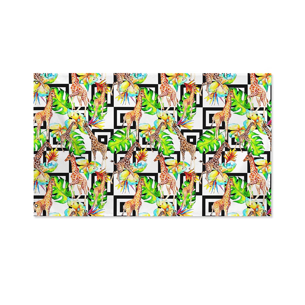 Exotic Tropical Giraffe Pattern Print Polyester Flag