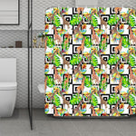 Exotic Tropical Giraffe Pattern Print Polyester Shower Curtain