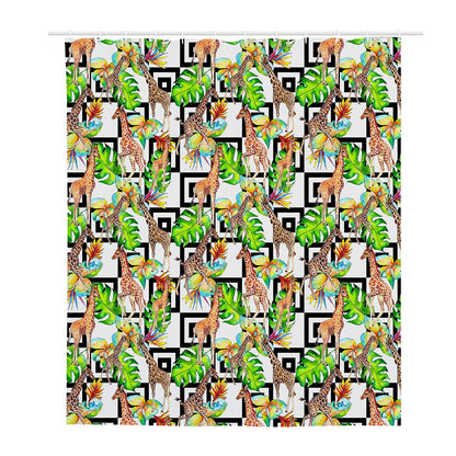 Exotic Tropical Giraffe Pattern Print Polyester Shower Curtain