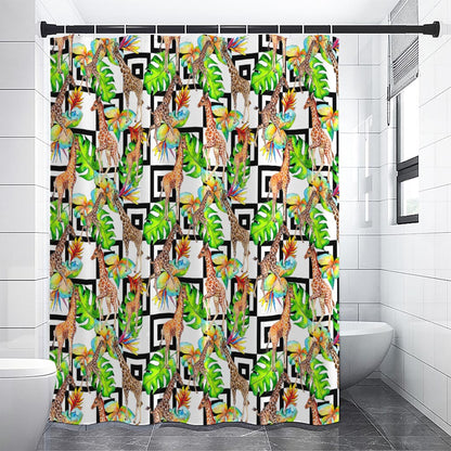 Exotic Tropical Giraffe Pattern Print Premium Shower Curtain