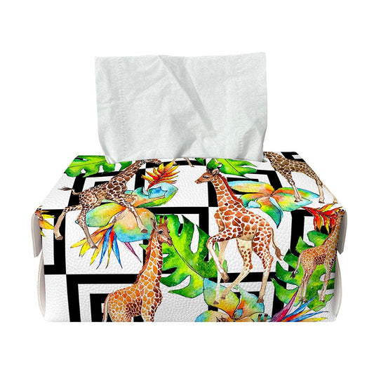 Exotic Tropical Giraffe Pattern Print Rectangle Tissue Box Cover