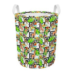 Exotic Tropical Giraffe Pattern Print Round Laundry Basket
