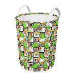 Exotic Tropical Giraffe Pattern Print Round Laundry Basket