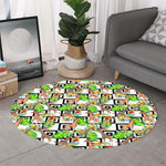 Exotic Tropical Giraffe Pattern Print Round Rug