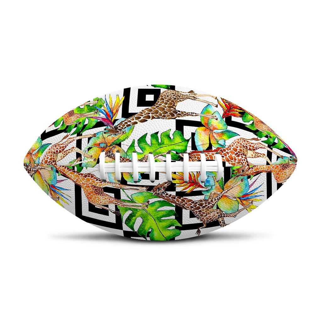 Exotic Tropical Giraffe Pattern Print Rugby Ball