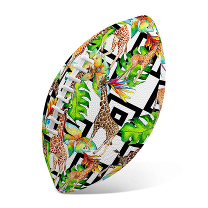 Exotic Tropical Giraffe Pattern Print Rugby Ball