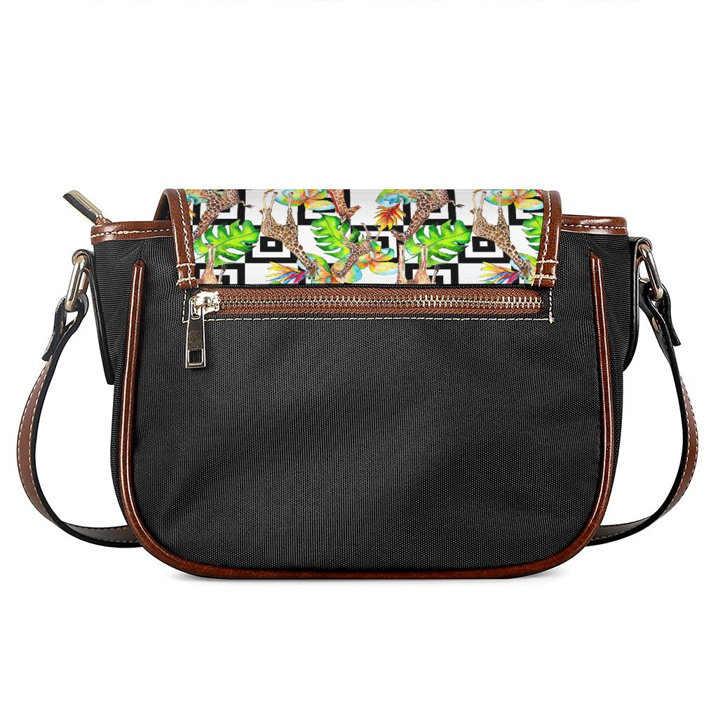 Exotic Tropical Giraffe Pattern Print Saddle Bag