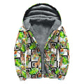 Exotic Tropical Giraffe Pattern Print Sherpa Lined Zip Up Hoodie